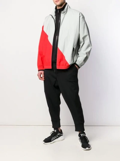 Ben Taverniti Unravel Project Unravel Grey And Red Cotton Motion Windbreaker Jacket In Grey