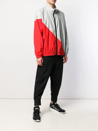 Ben Taverniti Unravel Project Unravel Grey And Red Cotton Motion Windbreaker Jacket In Grey