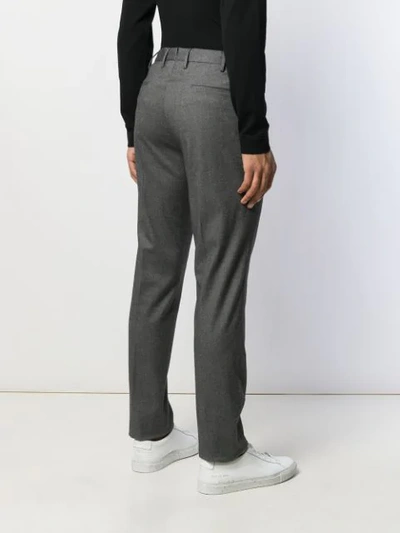 Shop Incotex Micro-check Suit Trousers In Grey