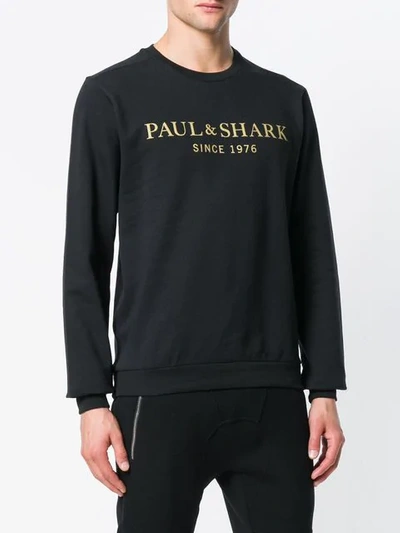 Shop Paul & Shark Sweatshirt Mit Logo-print In Black