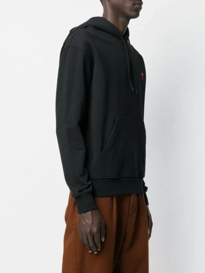 AMI ALEXANDRE MATTIUSSI HOODIE WITH RED AMI DE COEUR PATCH - 黑色