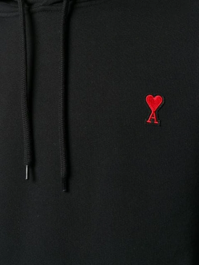 Shop Ami Alexandre Mattiussi Hoodie With Red Ami De Coeur Patch In Black