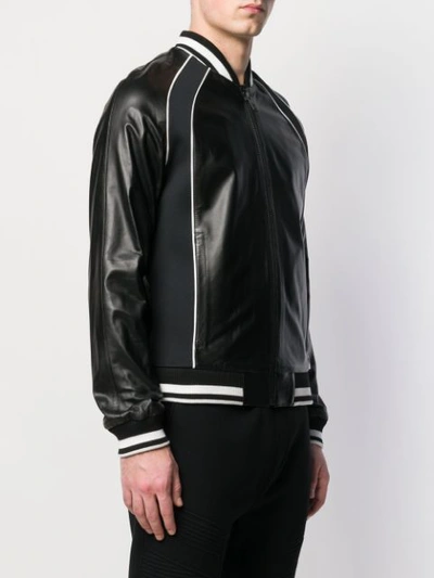 Shop Plein Sport Leather Bomber Jacket In Black