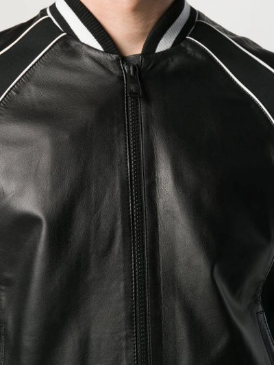 Shop Plein Sport Leather Bomber Jacket In Black