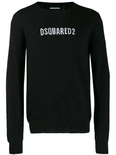 Shop Dsquared2 Logo Intarsia Jumper In Black