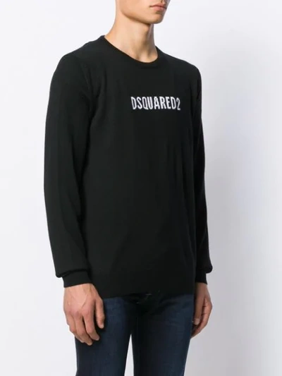 Shop Dsquared2 Logo Intarsia Jumper In Black