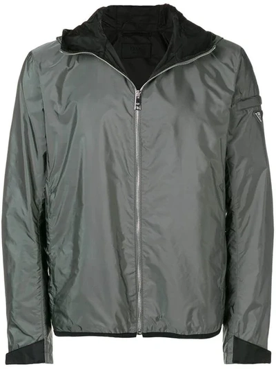 Shop Prada Shell Bomber Jacket In Grey
