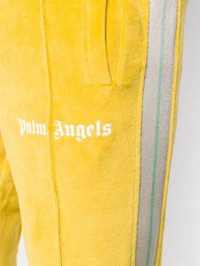 Shop Palm Angels Striped Side Track Pants In Yellow