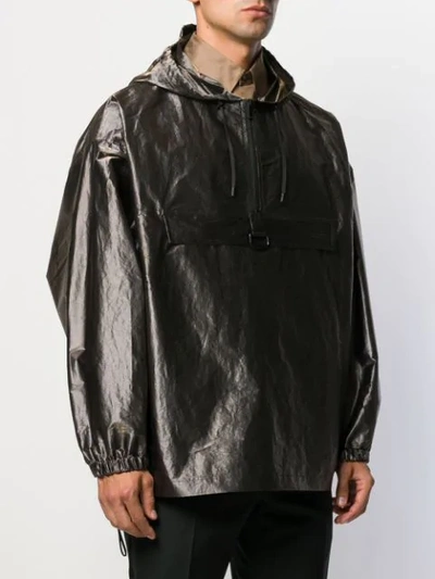 Shop Fendi Pull-out Hood Oversized Wind Breaker Jacket In Brown