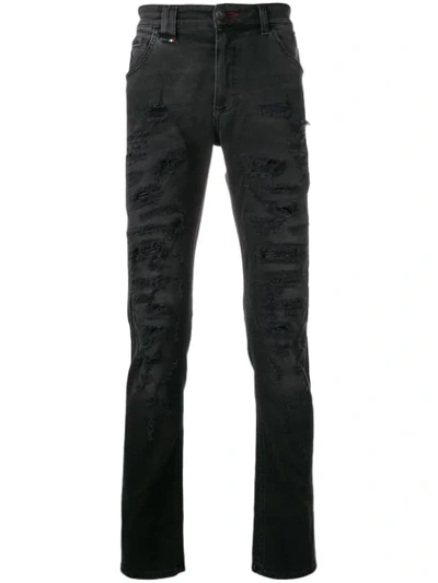 Shop Philipp Plein Distressed Skinny Jeans In Black