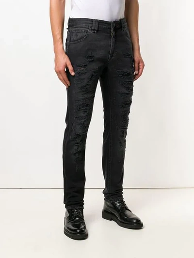 Shop Philipp Plein Distressed Skinny Jeans In Black