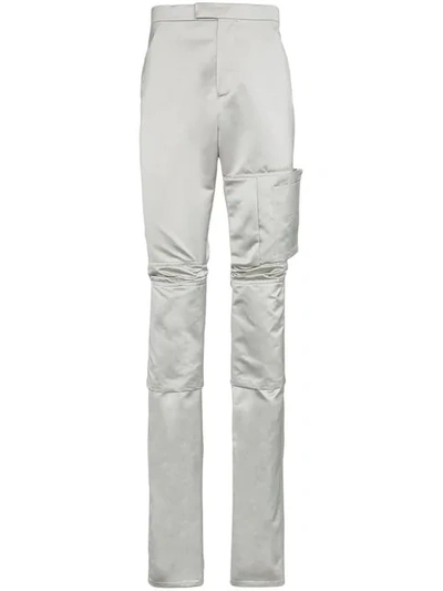 Shop Raf Simons Flap Pocket Slim Leg Trousers In Grey