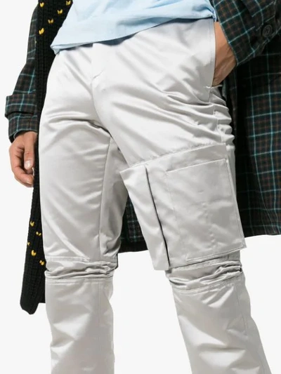 Shop Raf Simons Flap Pocket Slim Leg Trousers In Grey