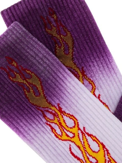 Shop Palm Angels Gradient-effect Socks In Purple