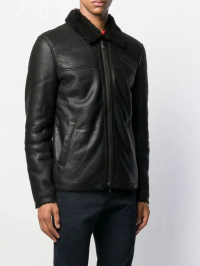 Shop Dondup Shearling Lined Jacket In Black