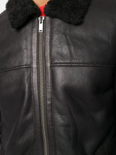 Shop Dondup Shearling Lined Jacket In Black