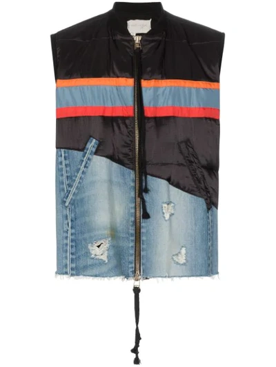 Shop Greg Lauren Contrast-panel Gilet In Multicoloured