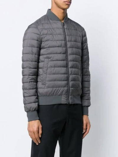 Shop Herno Quilted Bomber Jacket In Grey