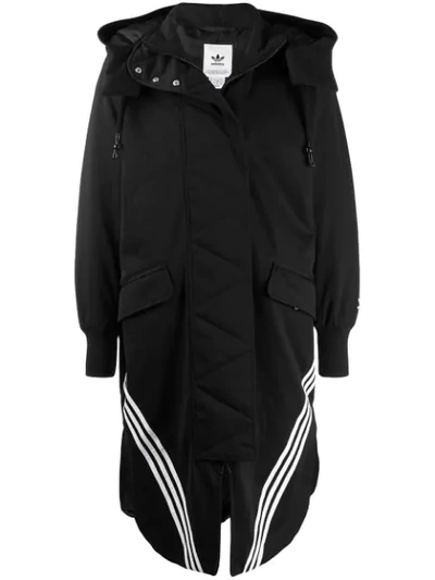 Adidas Originals Long-line Parka Coat In Black | ModeSens