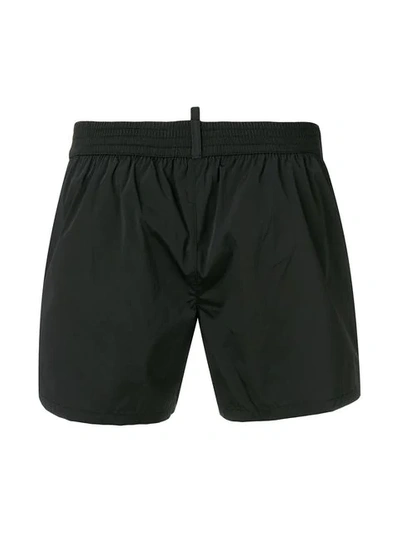 Shop Dsquared2 Printed Patch Swimshorts In Black