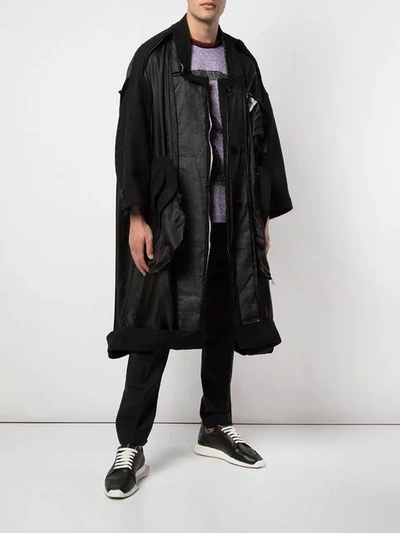 Shop Raf Simons Deconstructed Coat In Black