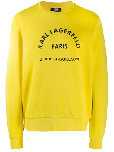 Shop Karl Lagerfeld Logo Print Sweatshirt In Yellow