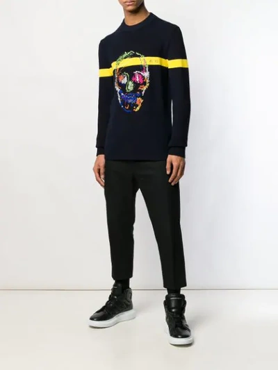 Shop Alexander Mcqueen Skull Sweater In Blue