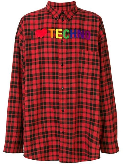 Balenciaga Red & Black 'i Love Techno' Normal Fit Shirt In