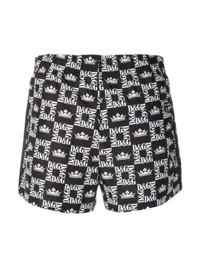 Shop Dolce & Gabbana Logo Mosaic Swim Shorts In Black