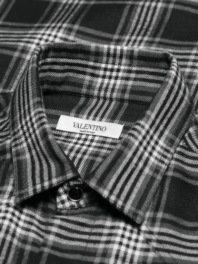 Shop Valentino Checked Button Shirt In Black