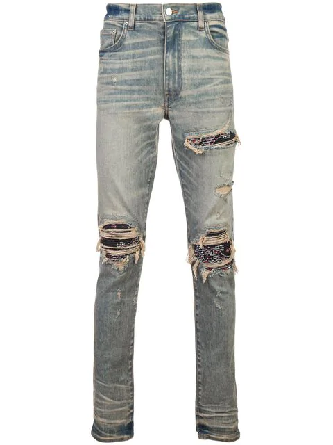 Amiri Mx1 Ripped Bandana Jeans In Blue | ModeSens