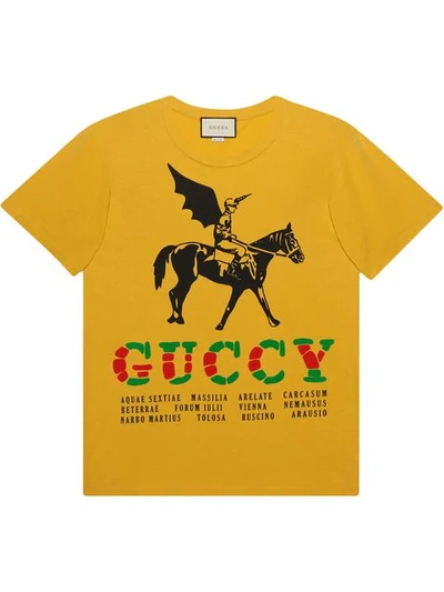 Shop Gucci Oversize T-shirt With Winged Jockey In Yellow