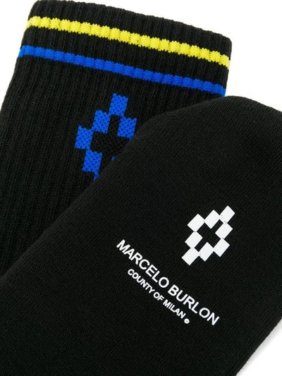 Shop Marcelo Burlon County Of Milan Logo Socks In Black