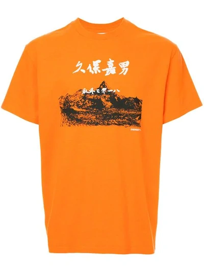 Shop Yoshiokubo Printed Round Neck T-shirt In Orange