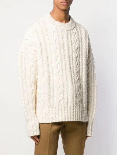 Shop Ami Alexandre Mattiussi Cable Knit Oversize Jumper In White