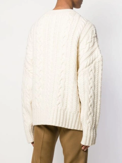 Shop Ami Alexandre Mattiussi Cable Knit Oversize Jumper In White