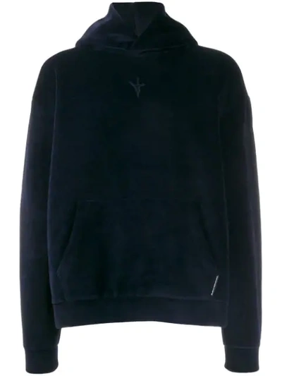 Shop Alexander Wang Contrast Logo Hoodie In Blue