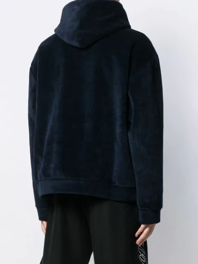 Shop Alexander Wang Contrast Logo Hoodie In Blue