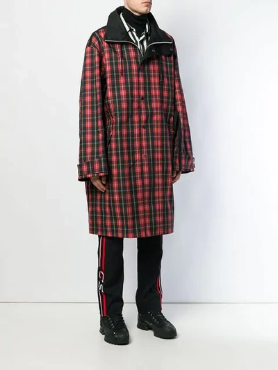 Shop Cmmn Swdn Button Check Coat In Red
