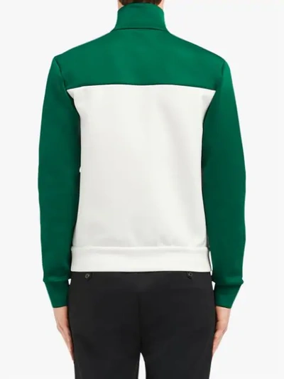 Shop Prada Technical Jersey Cardigan In White ,green