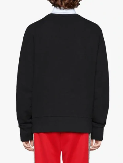 Shop Gucci Cotton Sweatshirt With Metal  Print In Black