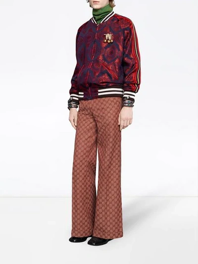 Shop Gucci Baroque Jacquard Bomber Jacket In Red