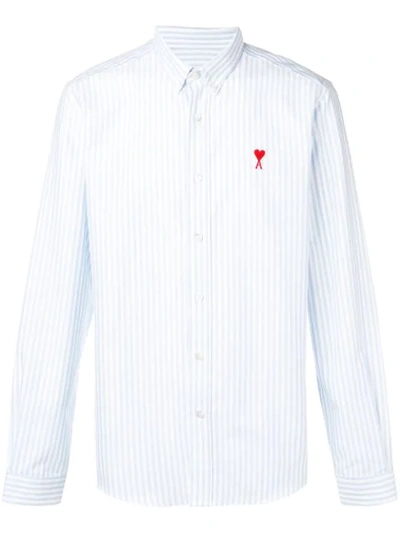 Shop Ami Alexandre Mattiussi Button-down Shirt Ami De Coeur Patch In Blue