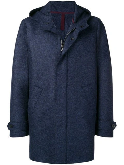 Shop Harris Wharf London Hooded Coat In Blue