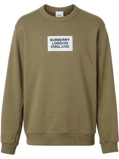 Shop Burberry Logo Print Cotton Sweatshirt In Green