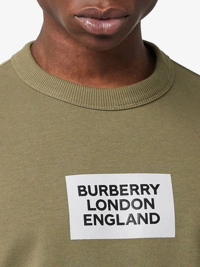 Shop Burberry Logo Print Cotton Sweatshirt In Green