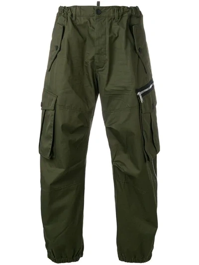 Shop Dsquared2 Combat Cargo Trousers In Green