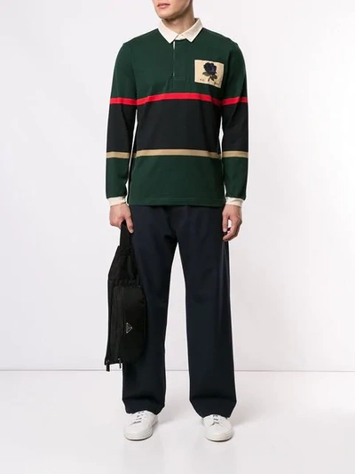 Shop Kent & Curwen Veasley Rose Patch Rugby Shirt In Green