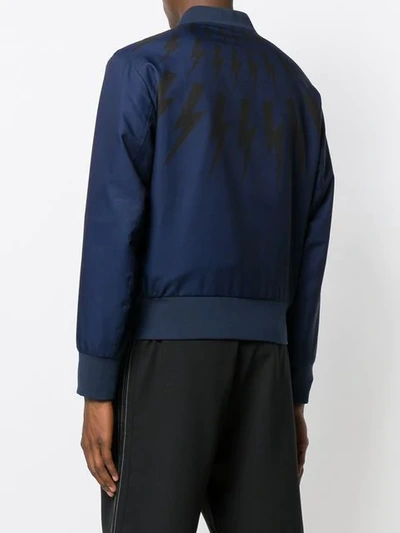 Shop Neil Barrett Lightning Bolt Bomber Jacket - Blue