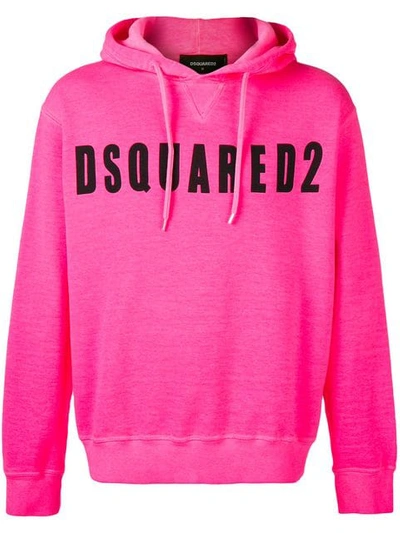 Dsquared2 Logo Printed Cotton Sweatshirt Hoodie In Fuchsia | ModeSens